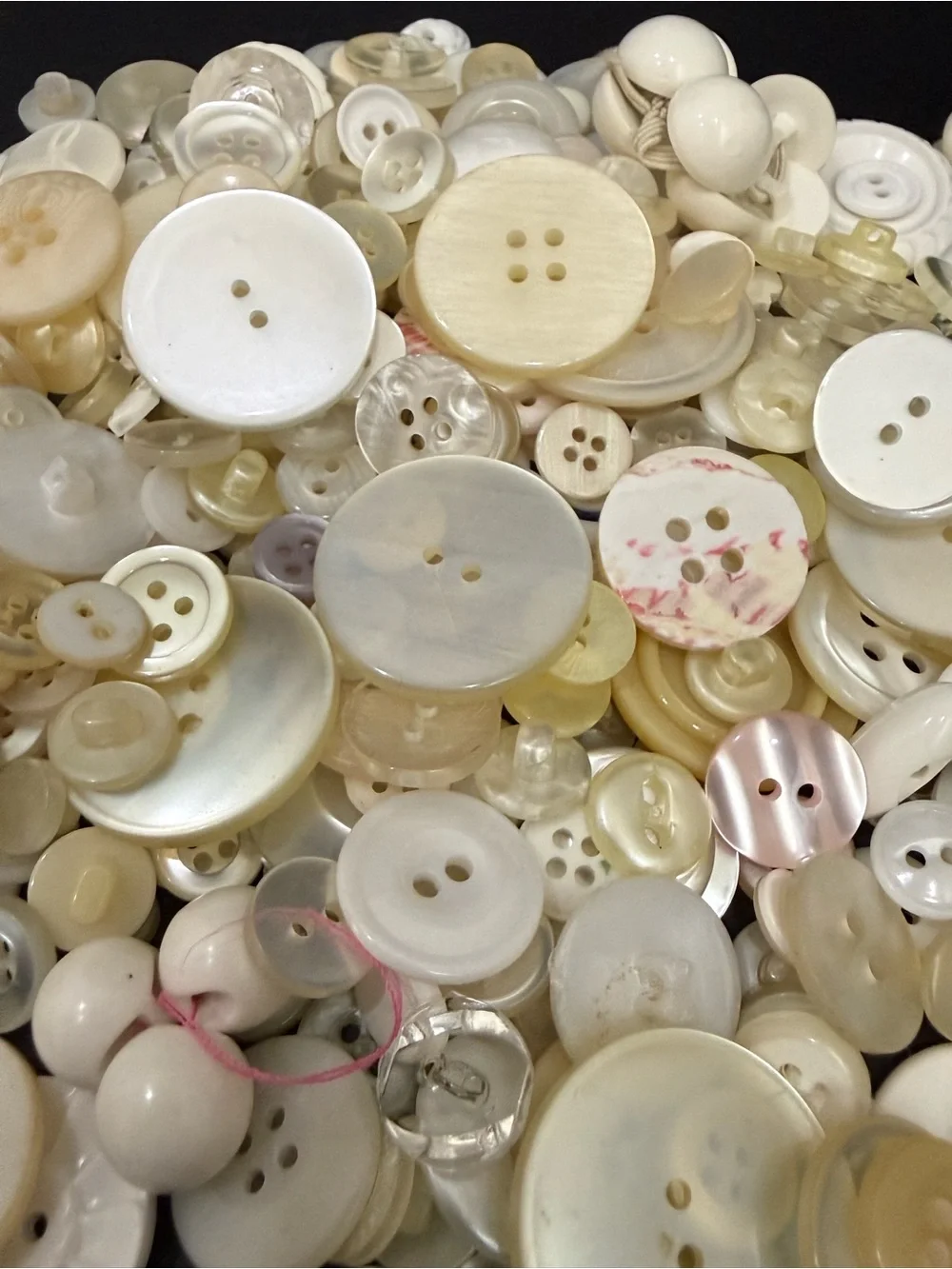 Vintage Mixed Assortment of Sewing Buttons Cream Pearlescent Mother of Pearl